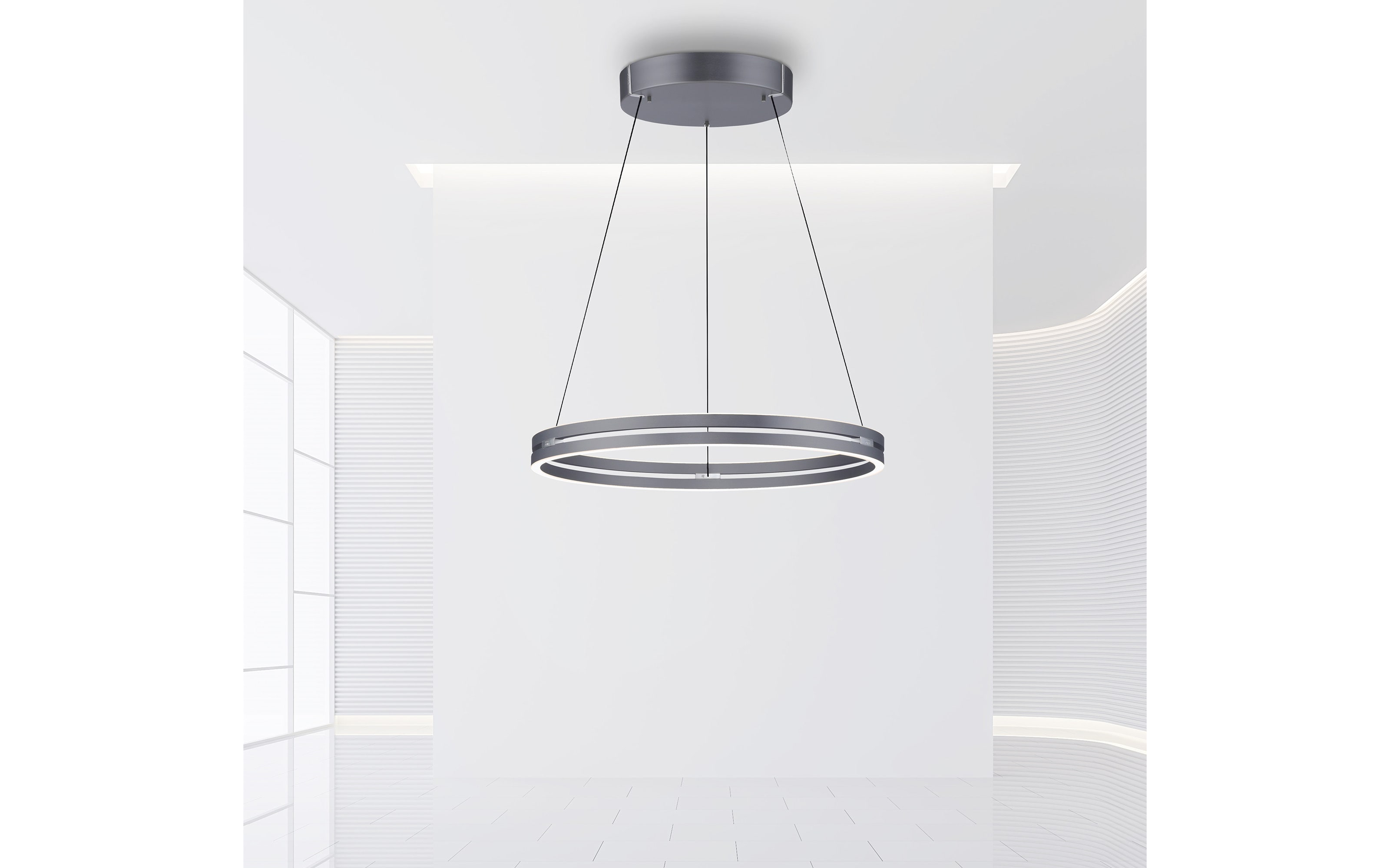LED-Pendelleuchte Pure E-Clipse, grau, 240 cm