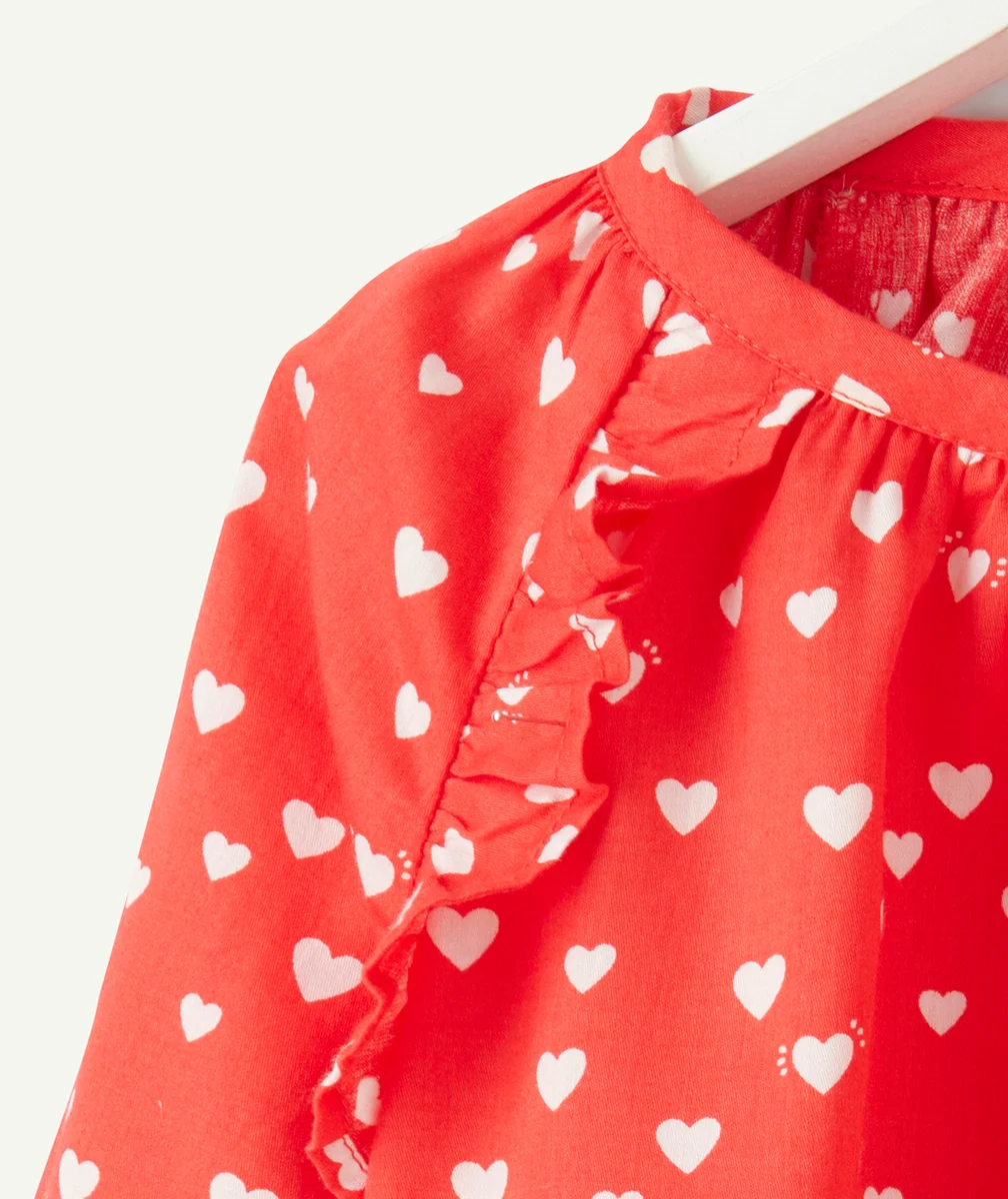 BLOUSE BÉBÉ FILLE ROUGE AVEC DÉTAILS VOLANTÉS ET IMPRIMÉ COEUR
