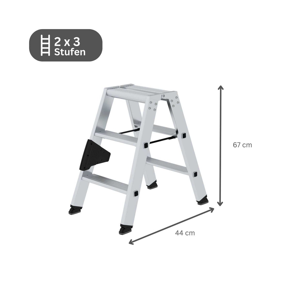 PROREGAL Trapladder, dubbelzijdig toegankelijk, 2 x 3 treden