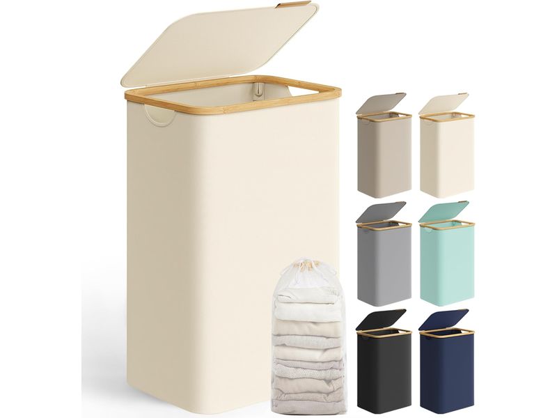 Songmics Wäschekorb  90 l, Beige Wäschesammler