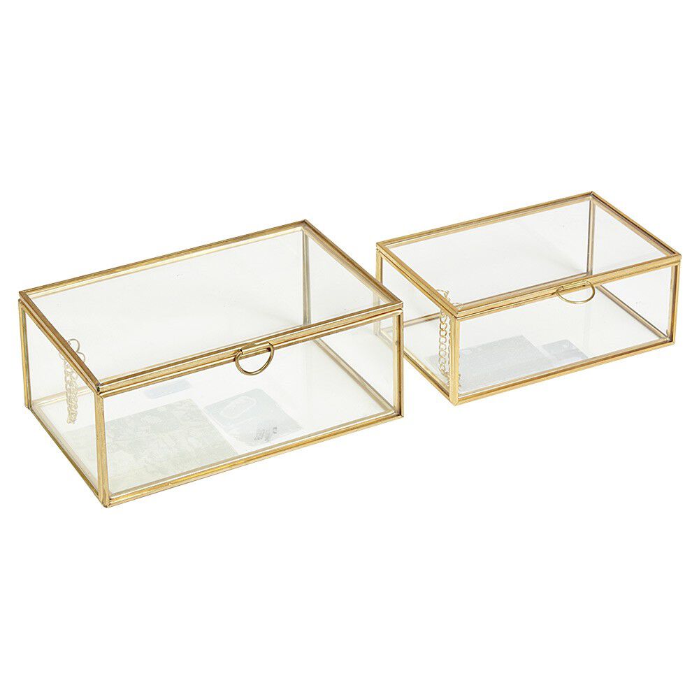 LOT Boîte de rangement en verre et effet laiton - OK CODES CRÉÉS