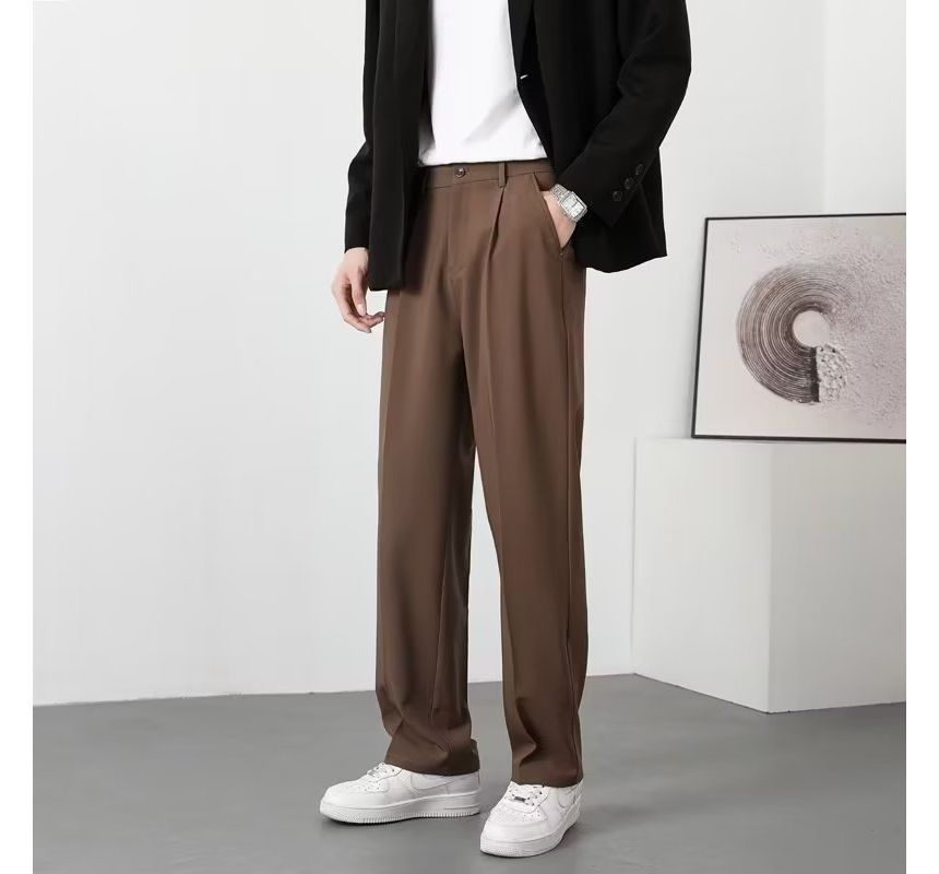 Lingaris - Mid Rise Plain Straight Leg Broek