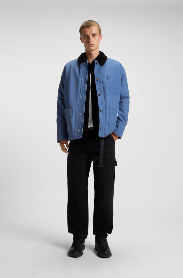 HUGO Blue Hemdjacke »Brams« Cordkragen, Oversized Fit, leicht wattiert