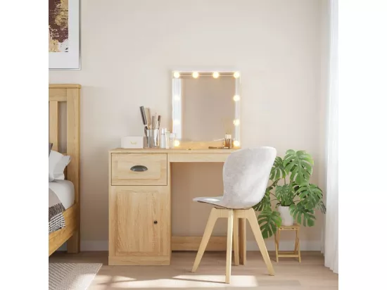 Coiffeuse avec lumières LED chêne sonoma 90x42x132,5 cm