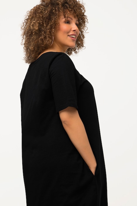 Jerseykleid, A-Linie, Rundhals, Halbarm, Taschen