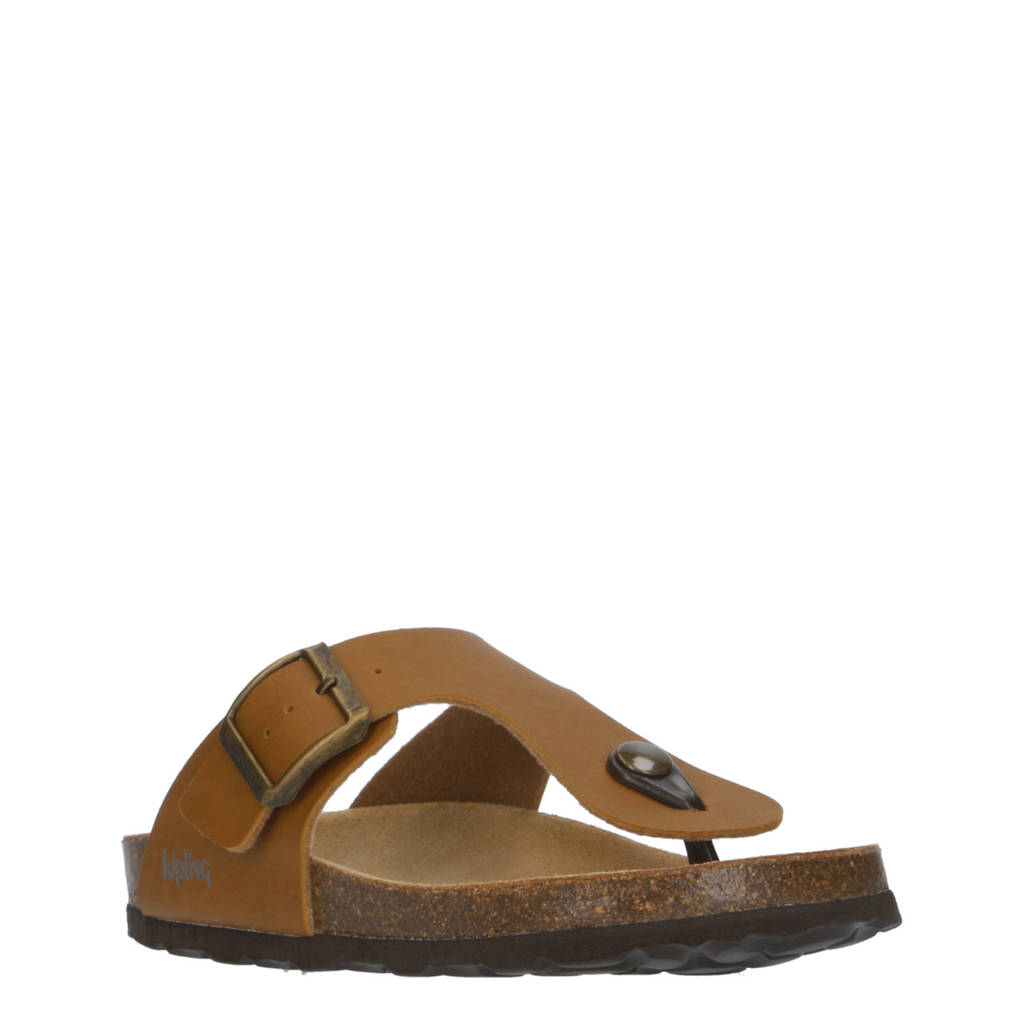 Kipling Juan 4leren teenslippers cognac