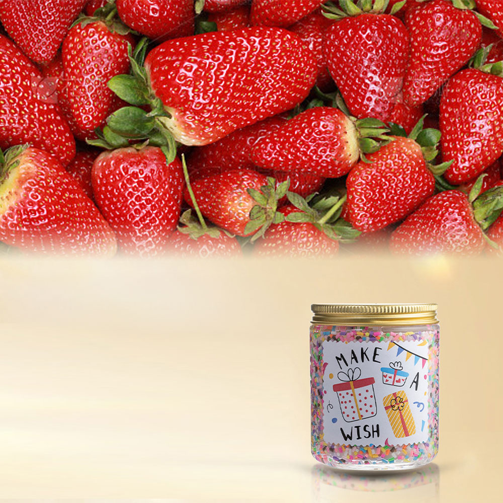 Duft Kerze im Glas Aromatherapie Home Deko Wachs Kerze Streusel mit Deckel - Erdbeere
