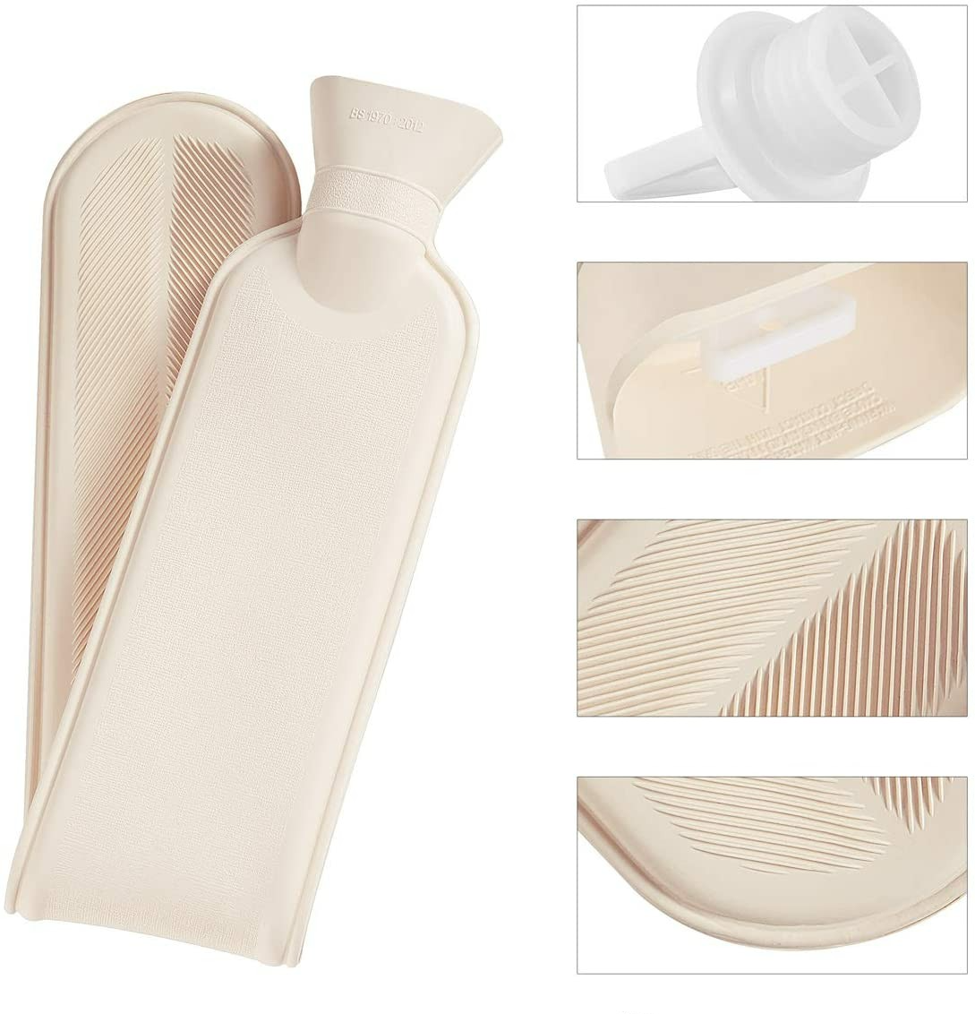 (2000ml) 73cm Lange Wärmeflasche Flauschige Bettflasche mit Plüsch Bezug - Grau