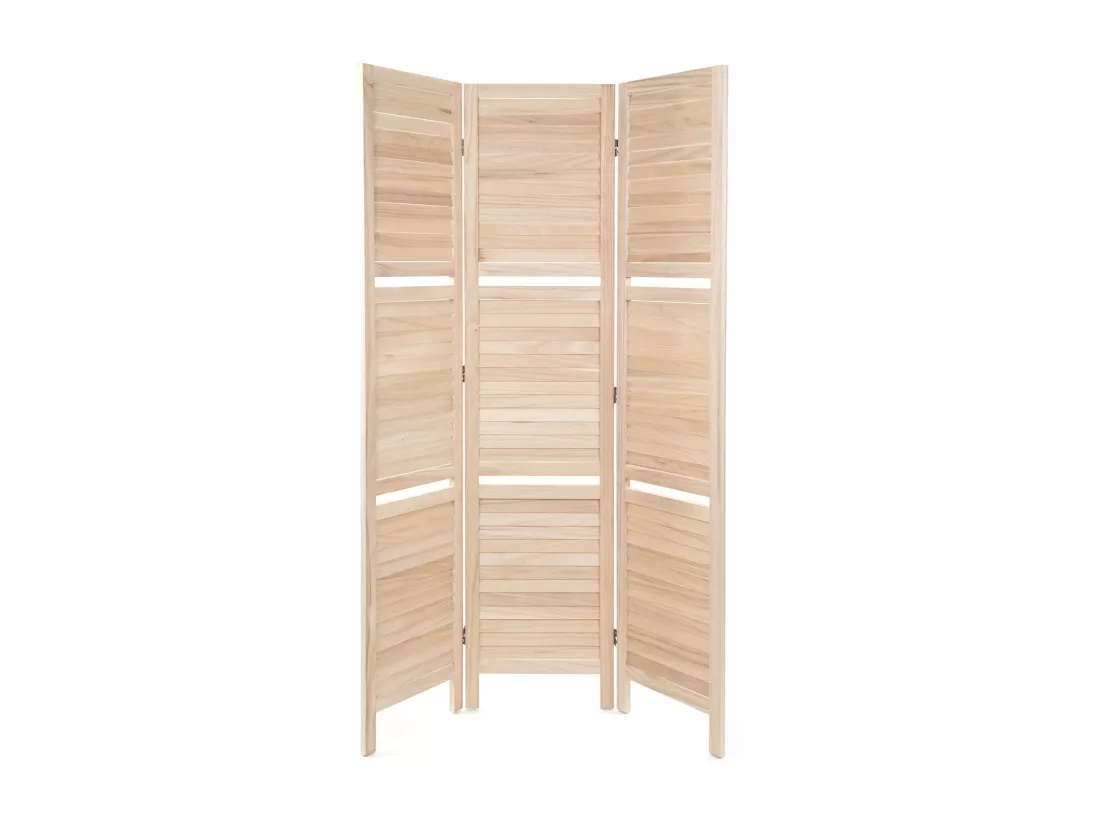 PARAVENT Cottage II 3-pièces Bois, avec 2 étagères natur