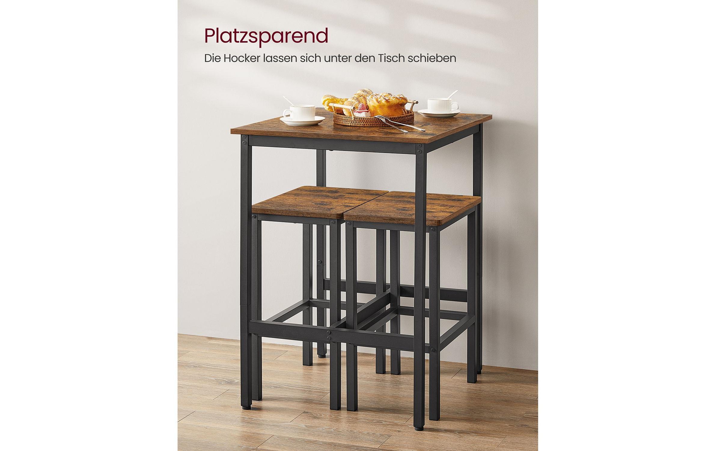 Bar-Tisch-Set, Vintagebraun / Schwarz<br>Bartisch mit zwei Hocker