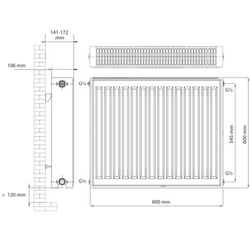 Haceka paneelradiator Imago Duo wit 1246 Watt 60x80 cm