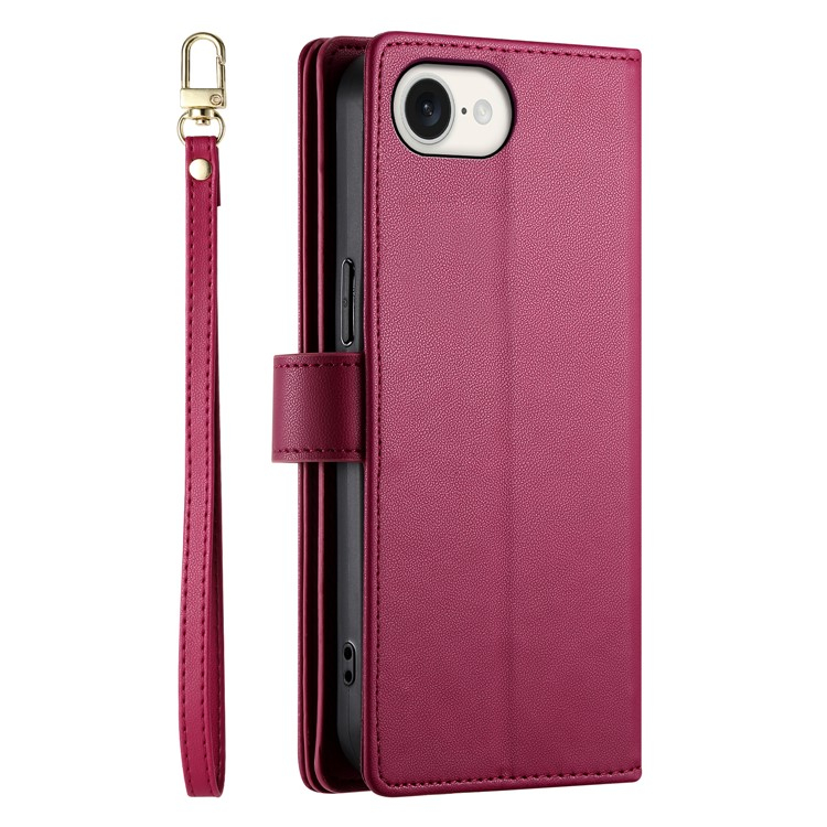 iPhone 16e Leder Tasche Flip Cover mit Reissverschluss   Handschalufe - Pink