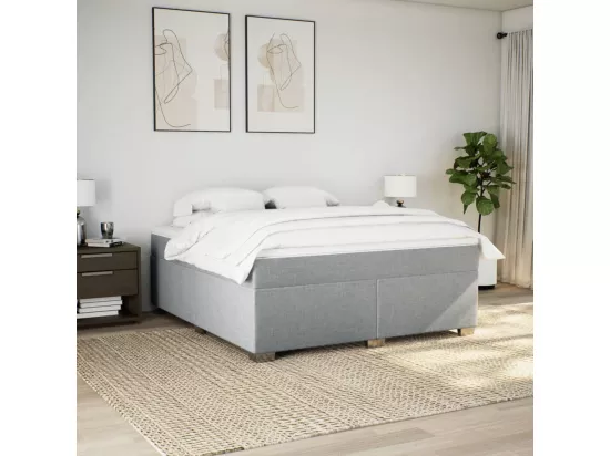 Sommier à lattes de lit avec matelas Gris clair 180x200cm Tissu