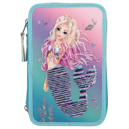 Depesche Fantasy Model 3-Fach Federtasche Streichpailletten Mermaid