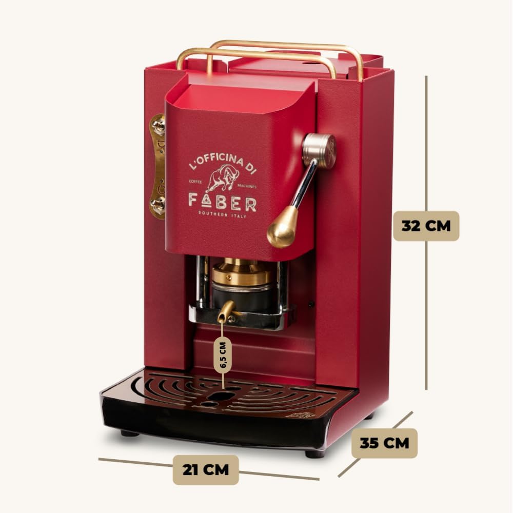 FABER COFFEE MACHINES | Modèle Pro Total Inox Deluxe | Machine à café à dosettes ese 44mm | Pressacialda en laiton réglable | électrovanne de série (laiton)