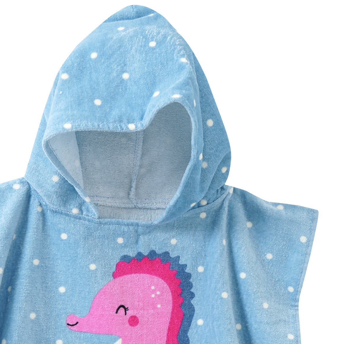 Topolino Badeponcho mit Seepferdchen hellblau