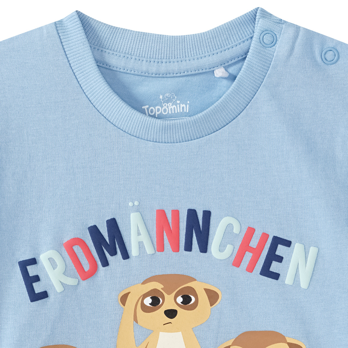 Topomini Baby T-Shirt mit Erdmännchen-Motiv hellblau