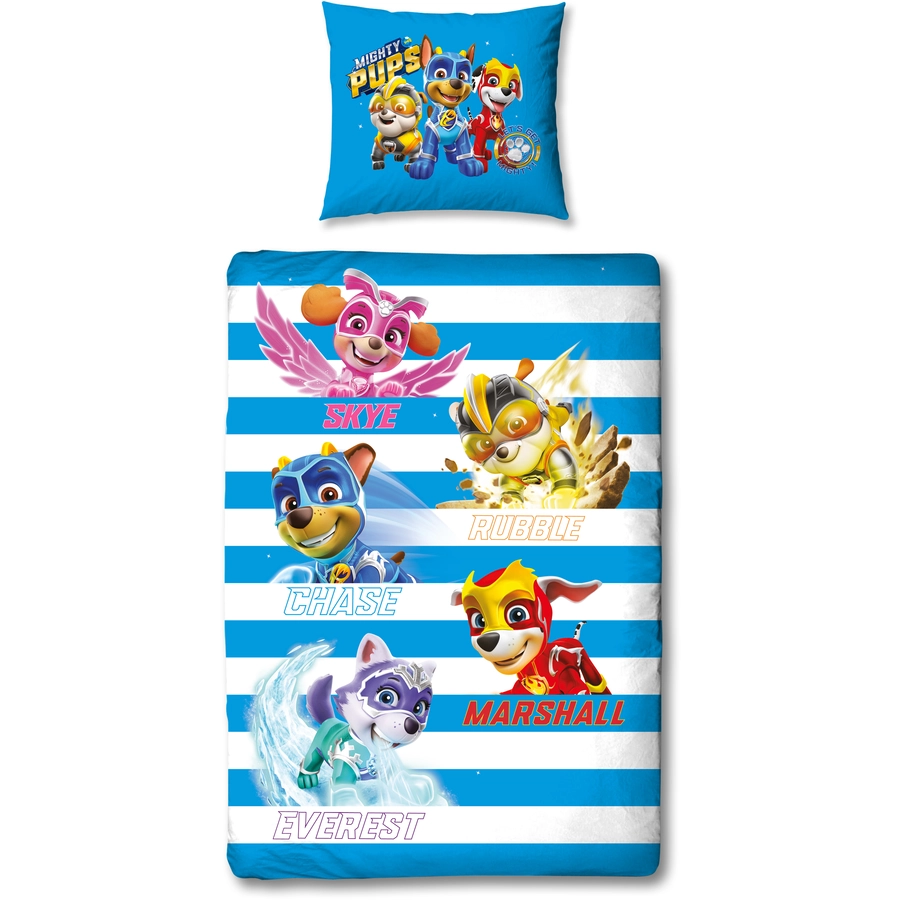 MTOnlinehandel Bettwäsche Kinder-Bettwäsche Mädchen und Jungen Lizenzmotiv, 80x80 + 135x200 Mighty Pups Paw Patrol