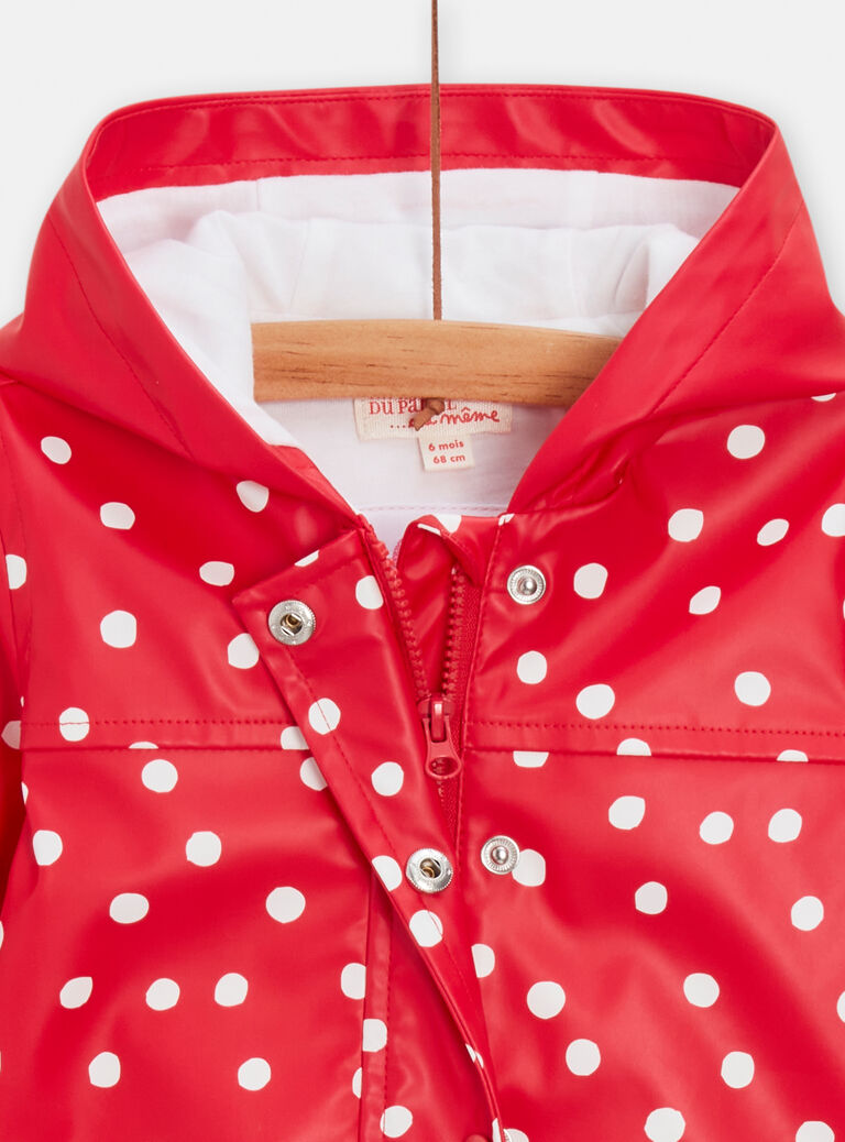 Imperméable rouge à pois pour bébé fille