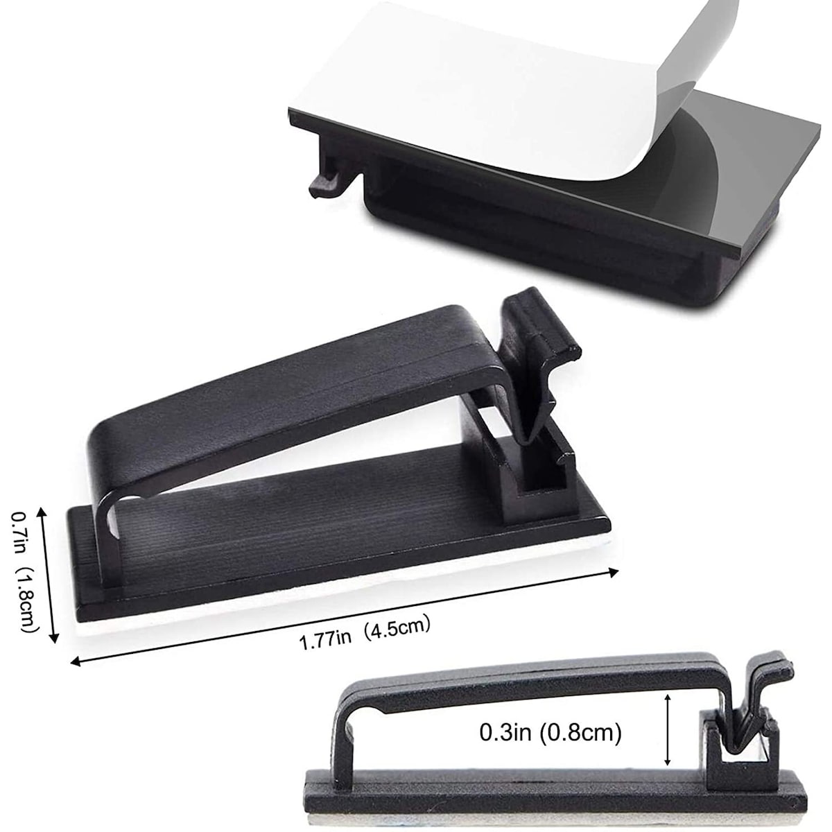 Selvklebende kabelholder for flere kabler 10-pakning Sort