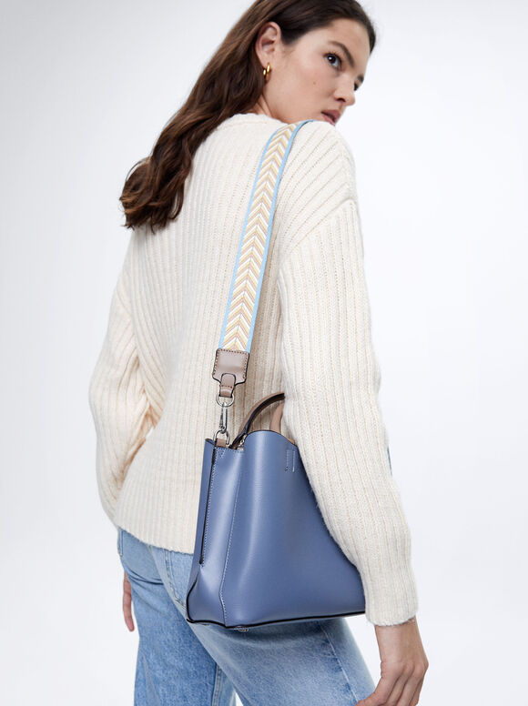 Bolsa tote básica com alças duplas - Azul