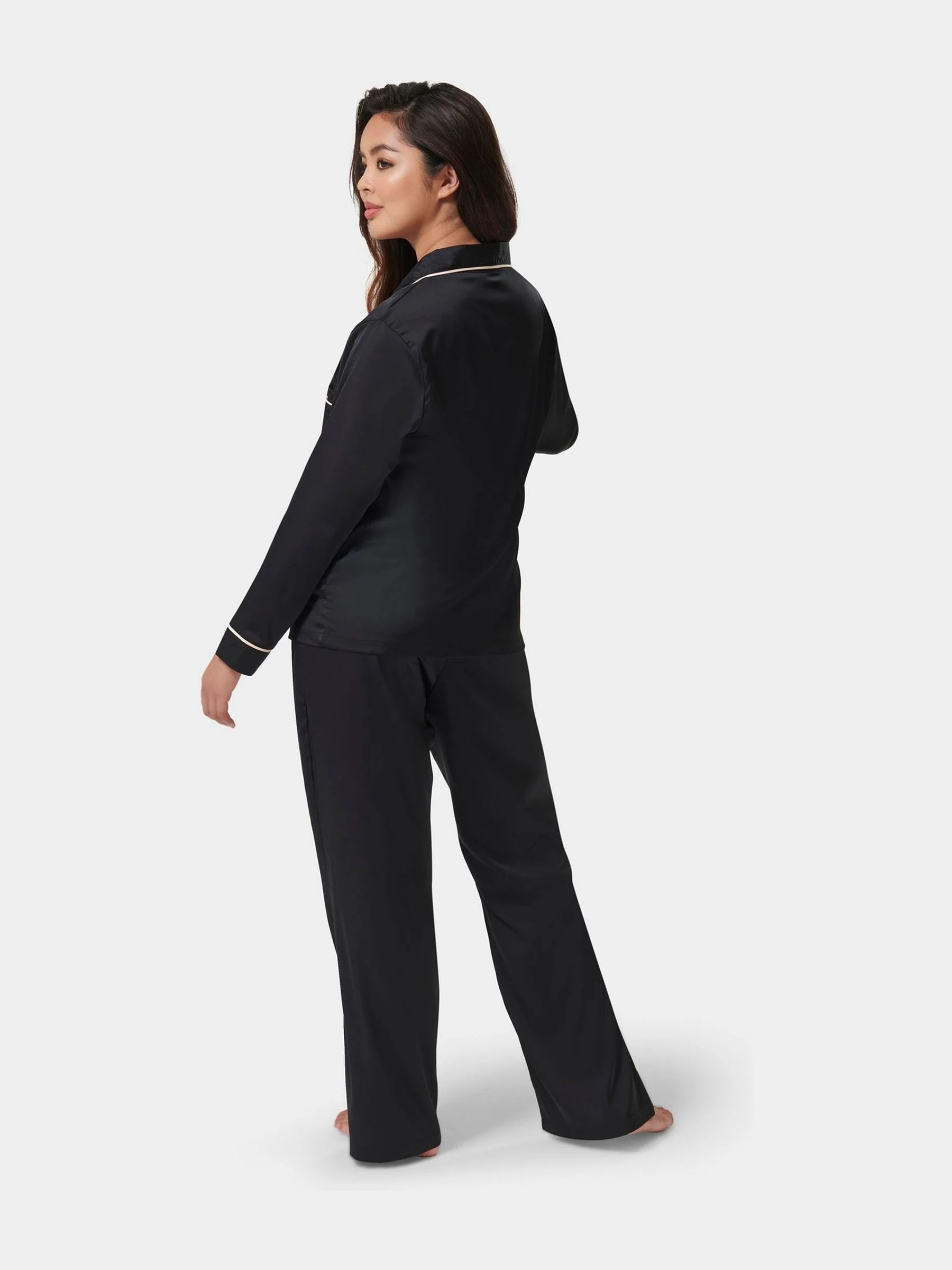Zwart - Bluebella Claudia luxe Satijn lange Pyjama's Set