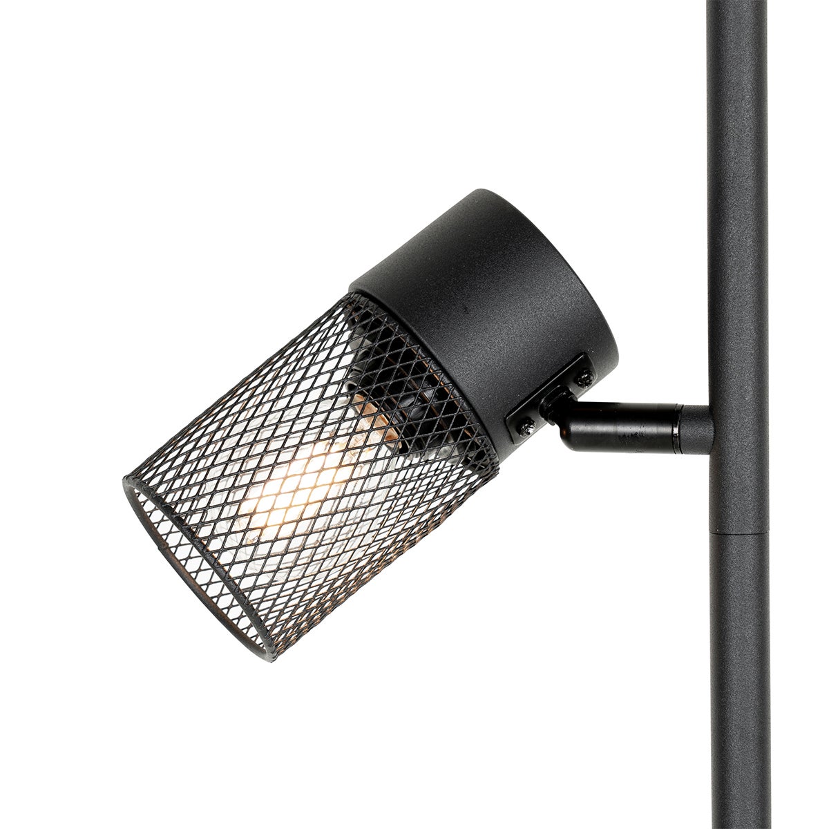 QAZQA - Industrieel | Vintage | Staande lamp | Lamp | Lamp, Zwart, 3-lichts - Jim | Woonkamer | Slaapkamer - Staal, Langwerpig - LED-compatibel, E14