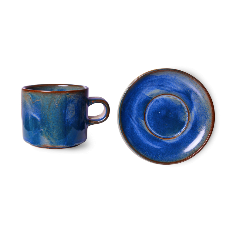HKliving Chef Ceramic kop en schotel rustic blue