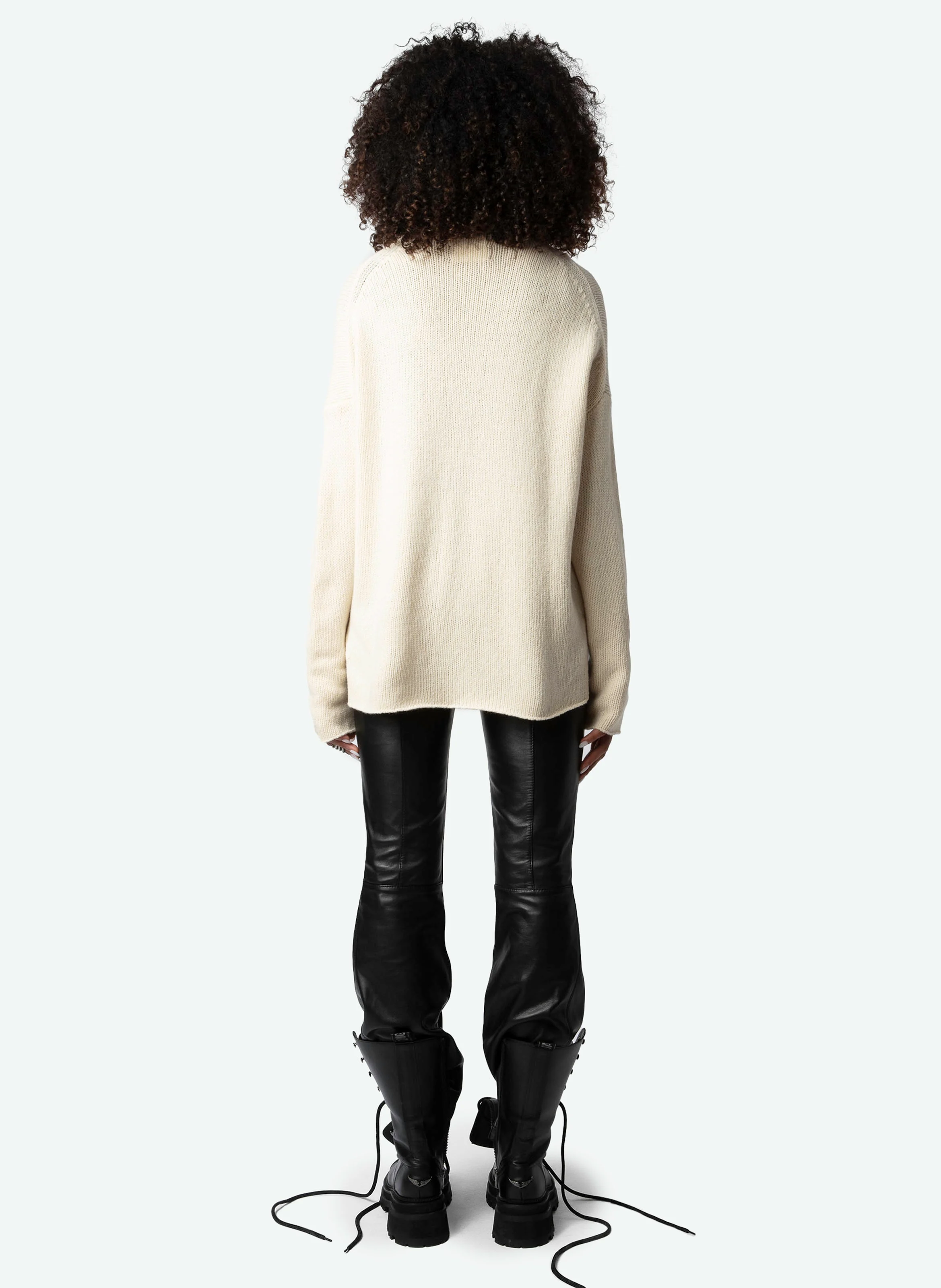 ALMY - Pull col montant ample en laine | Beige