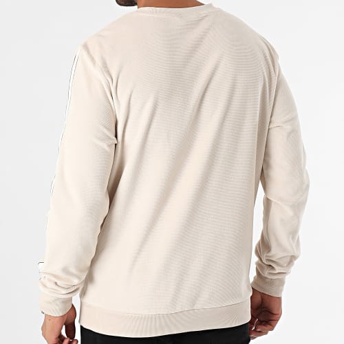 Sweat Crewneck A Bandes Track Top Velour 3010 Beige