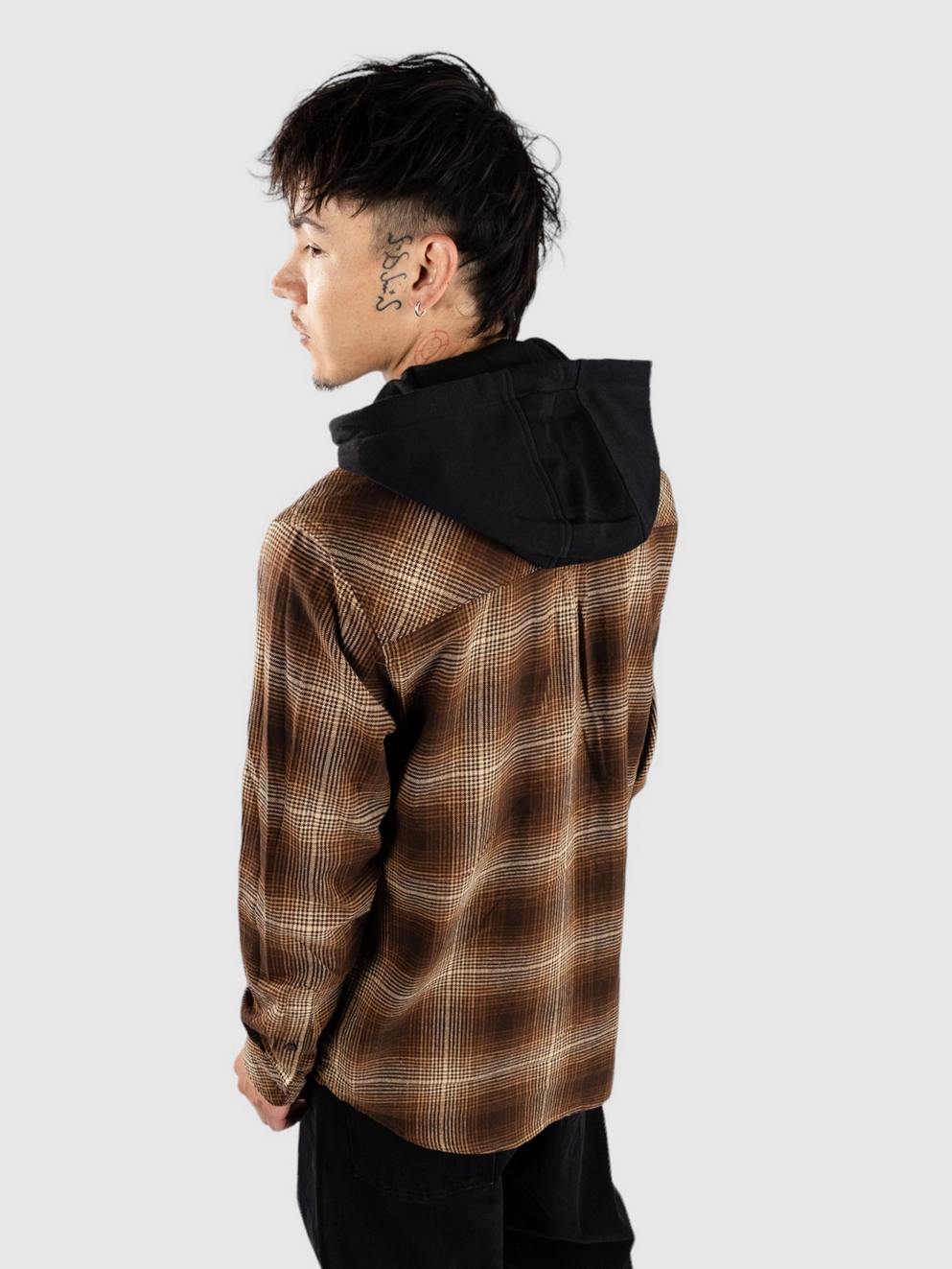 Empyre Chancer Hooded Flannel Shirt brown