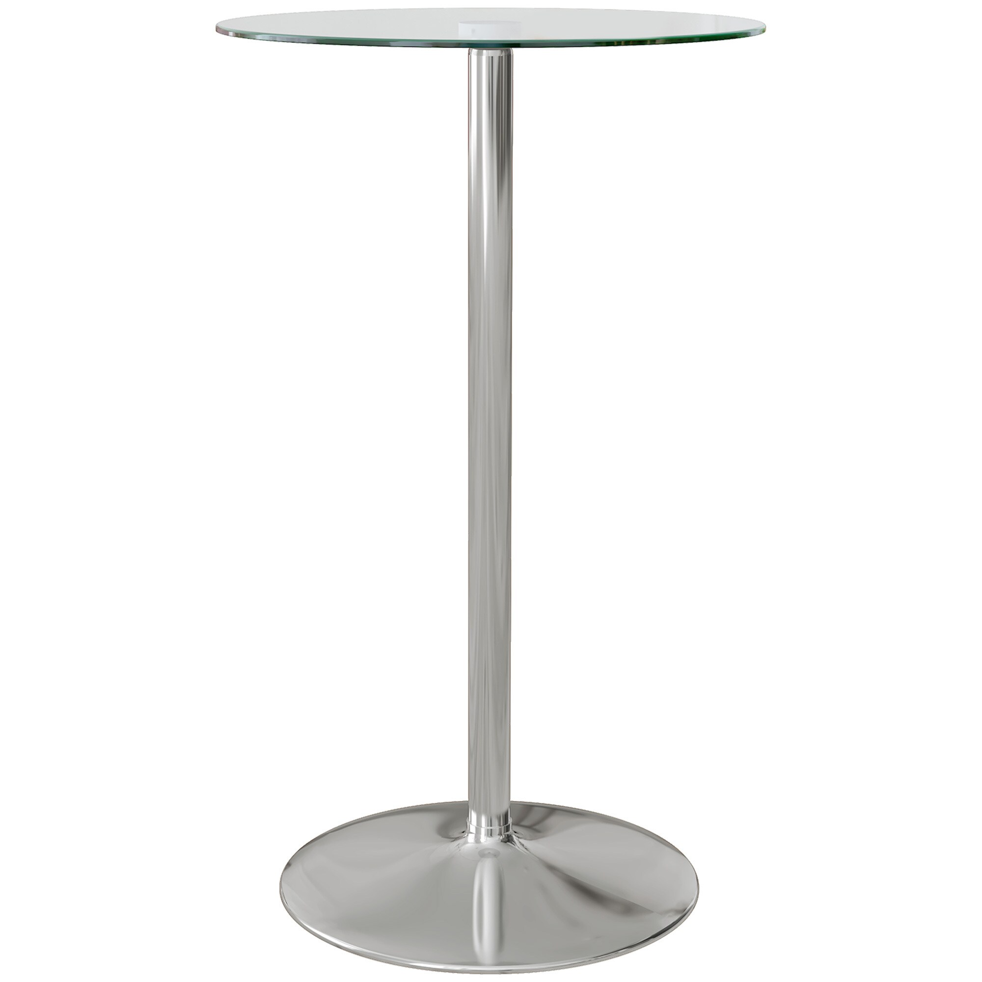HOMCOM Bartisch mit rutschfesten Fußpad transparent Ø60 x 102H cm