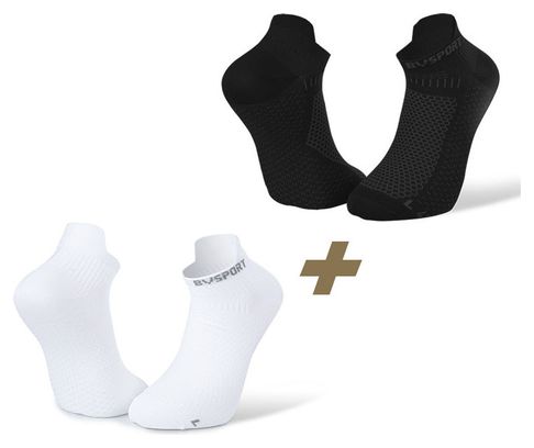 Paire de Chaussettes BV Sport Light 3D Ultra Courte X2 Noir Blanc