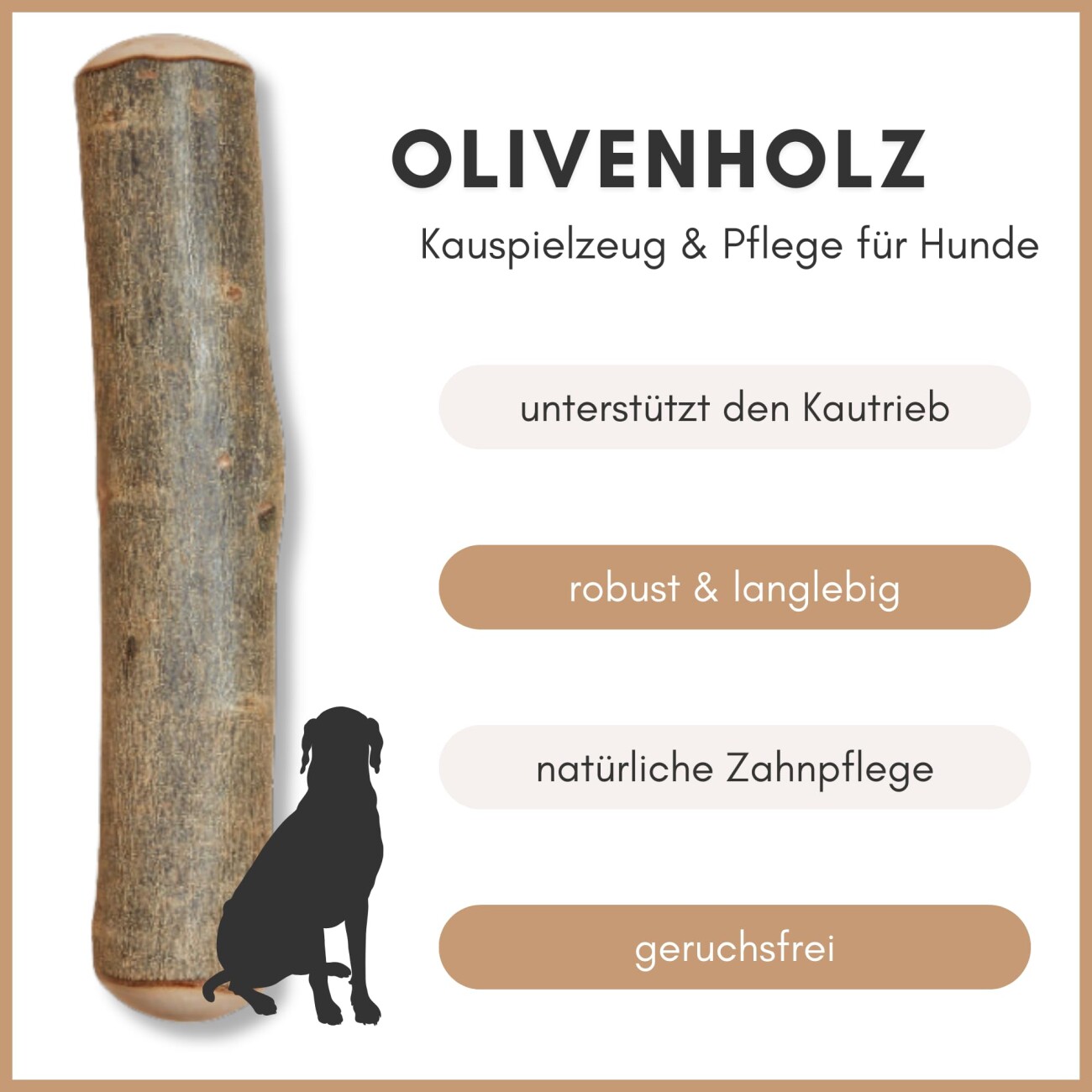 Supravit Olivenholz – Robustes Kauspielzeug für Hunde XS