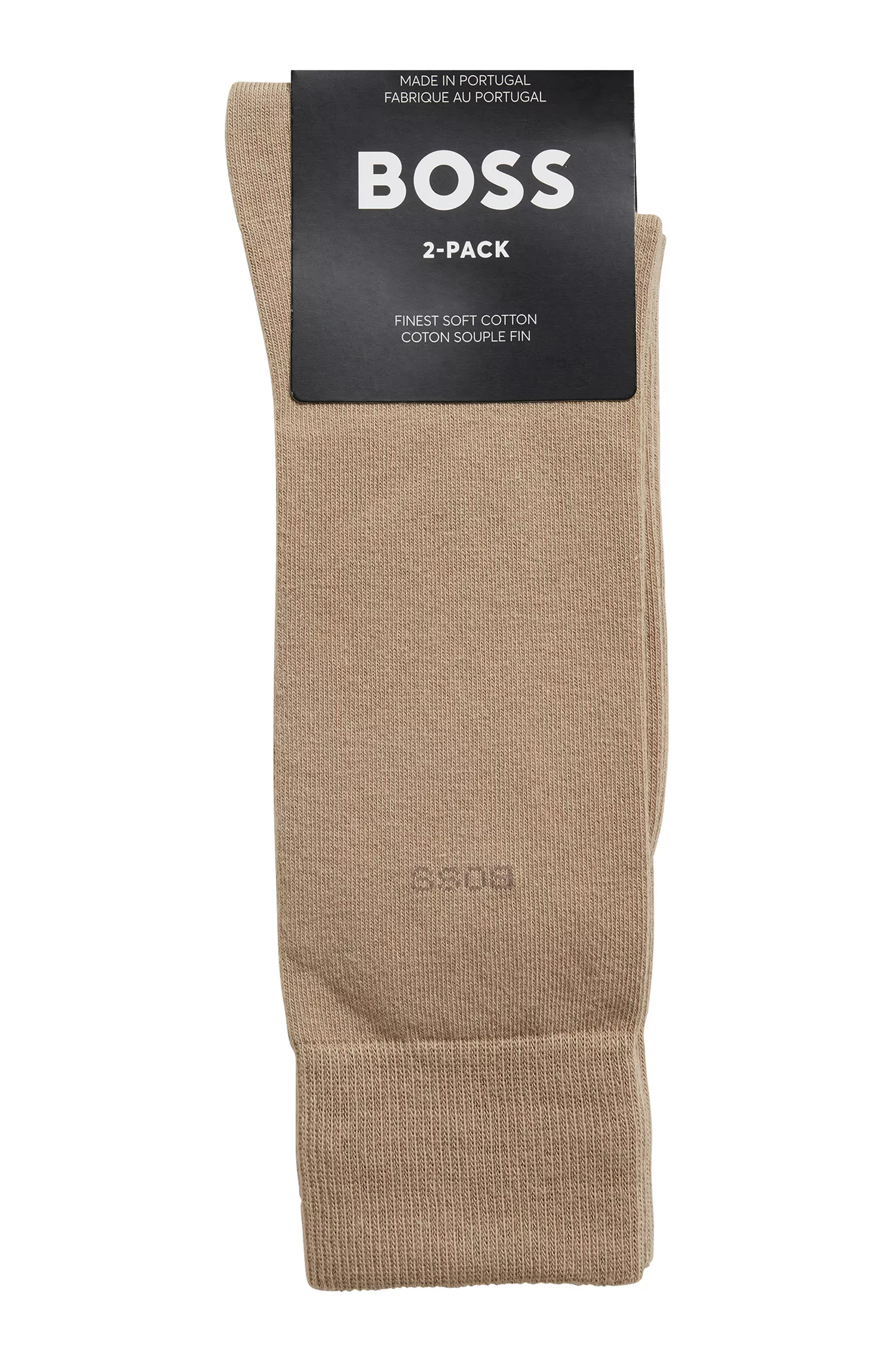 BOSS Black - Pacote com dois pares de meias de comprimento normal em tecido elástico