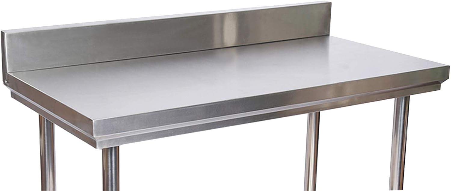 Wiltec Edelstahl Tisch Arbeitstisch Edelstahltisch mit Aufkantung 120x60x85cm für Gastro Küche Werkstatt Garten Keller mit höhenverstellbare Füßen