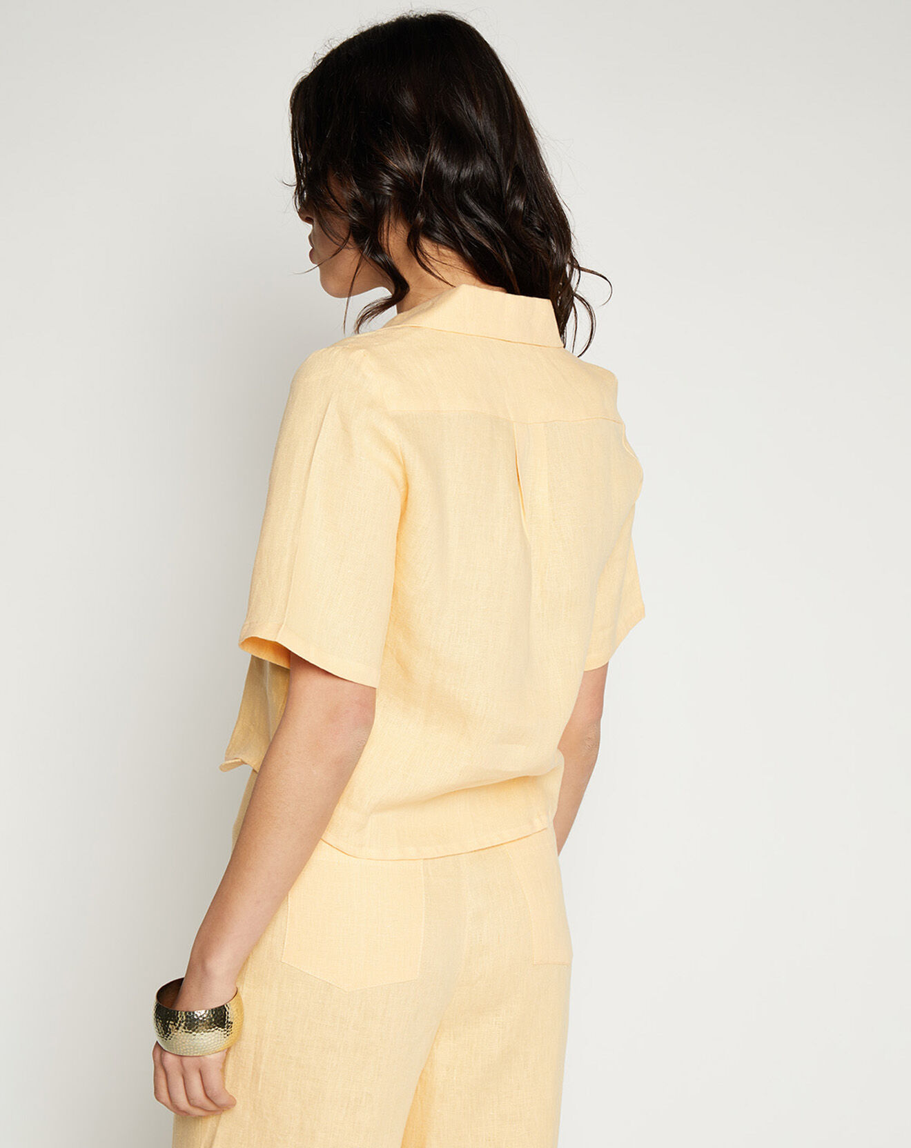 Faithfull the Brand Chemise 100% Lin Chaumont orange abricot
