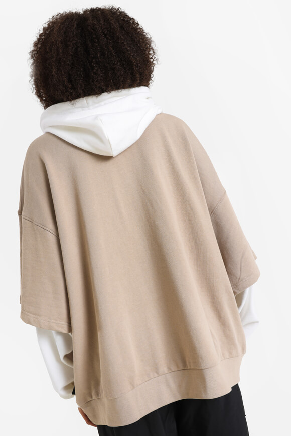 Couture Club Double Layered T-Shirt Hoodie Dames Beige/Wit