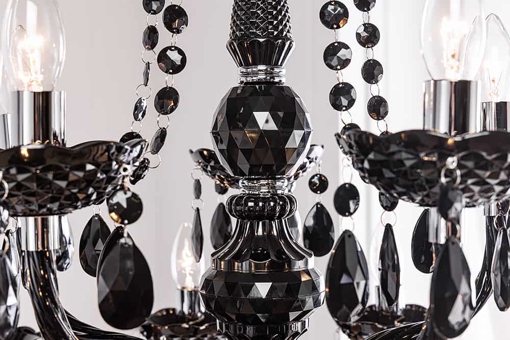 Design Kronleuchter BLACK CRYSTAL XL 80cm schwarz Acryl 15-armig Lüster