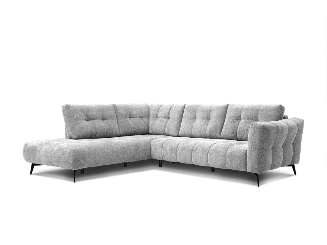 Canapé d'angle gauche 5 places tissu gris clair