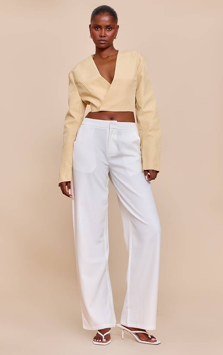 Butter Yellow Blazer Cache-cœur Avec Ceinture À Nouer