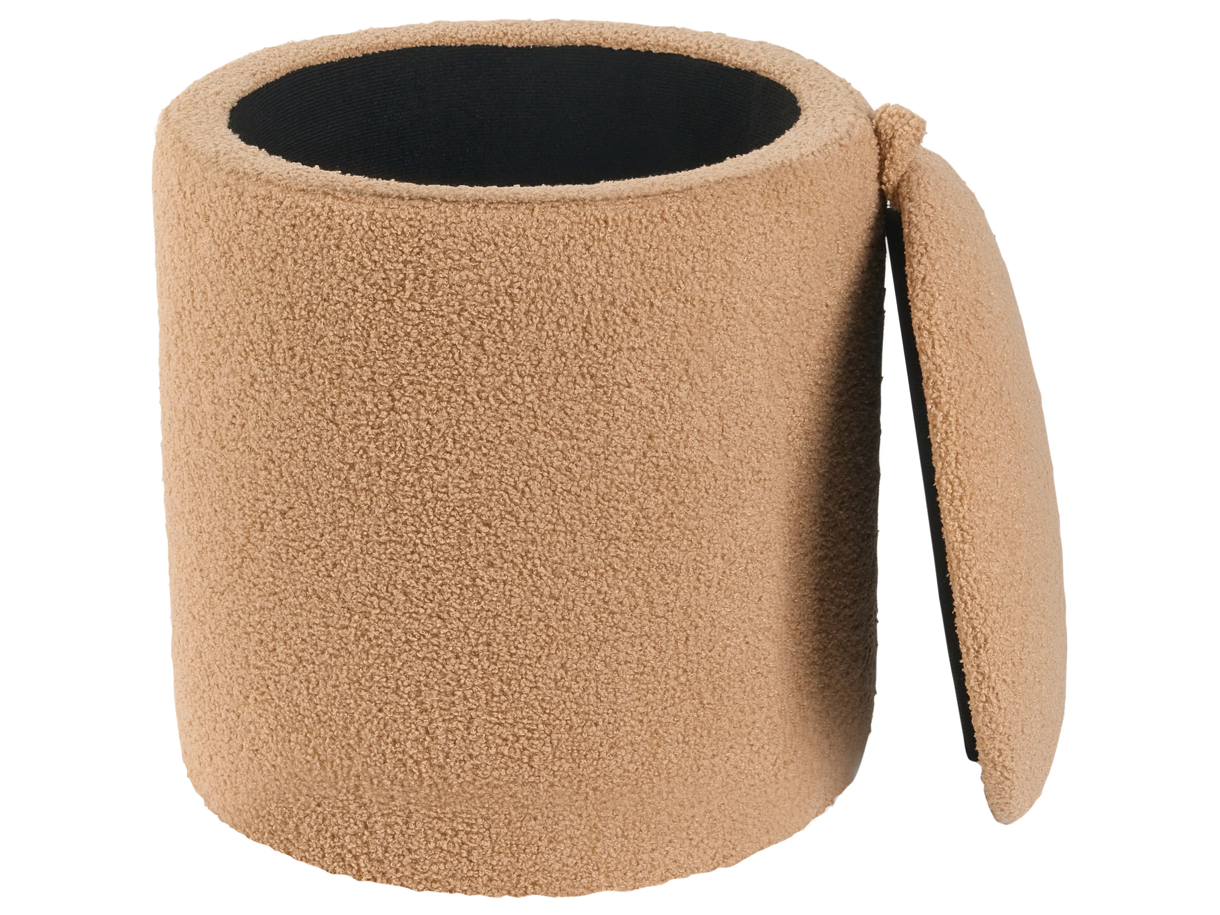 Set van 2 opbergpoefs BEREA Bouclé Lichtbruin