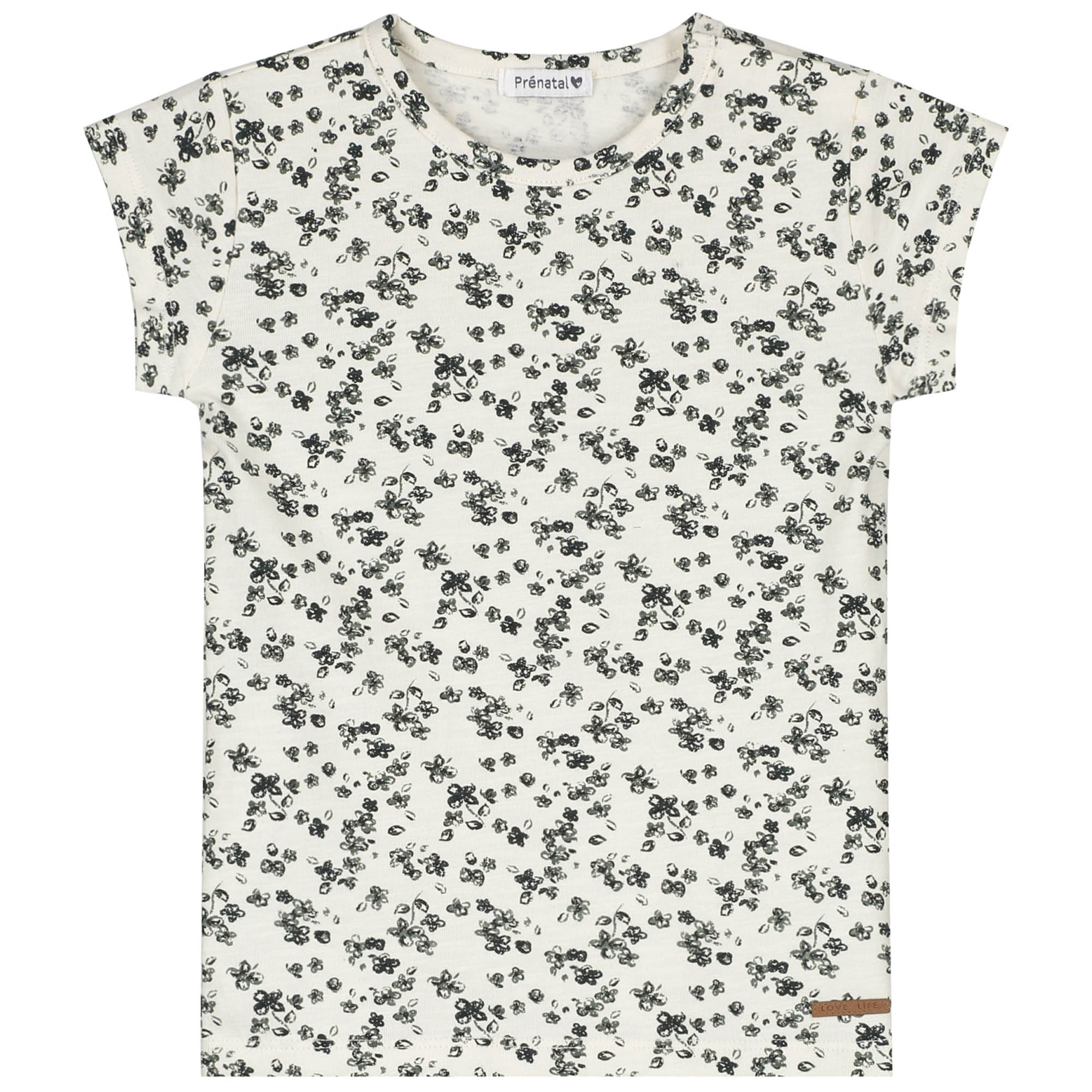 Prénatal baby T-shirt korte mouwen bloemen wit