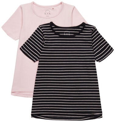 Luca & Lola Malena Topp 2-pack, Black/Pink Stripes
