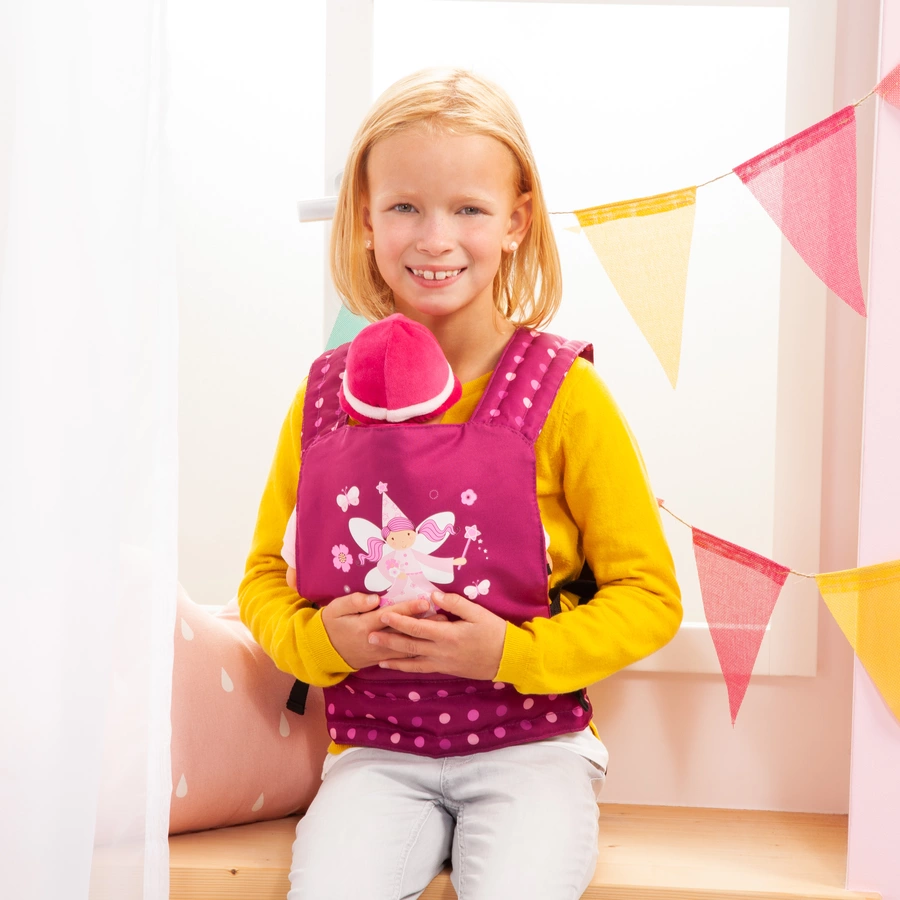 bayer Design Puppen-Tragegurt pink, mit punkten und Fee