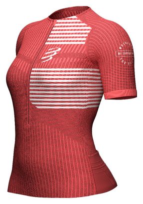 Maillot Manches Courtes Femme Compressport Tri Postural Corail