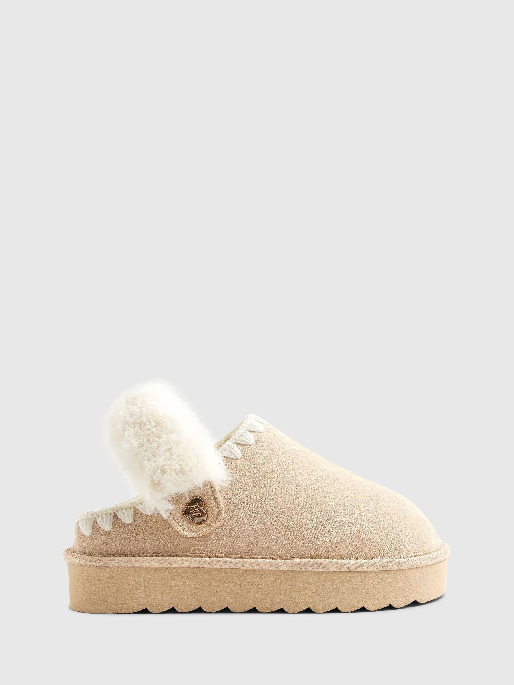 River Island Fur Strap Whipstch Slippers