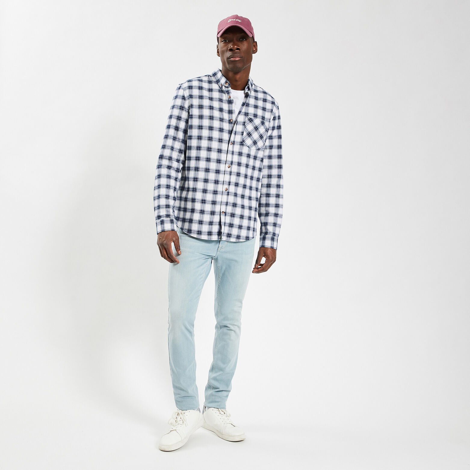 Chemise regular carreaux coton flanelle régénérati Vert