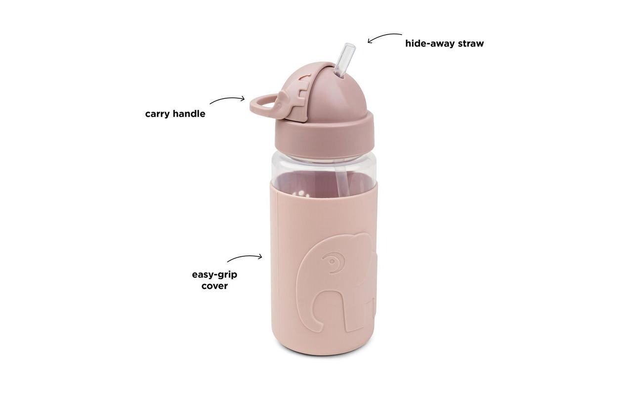 Trinkflasche Easy-grip Strohhalm Elphee Rosa 350 mlTrinkflasche mit rutschfester Hülle