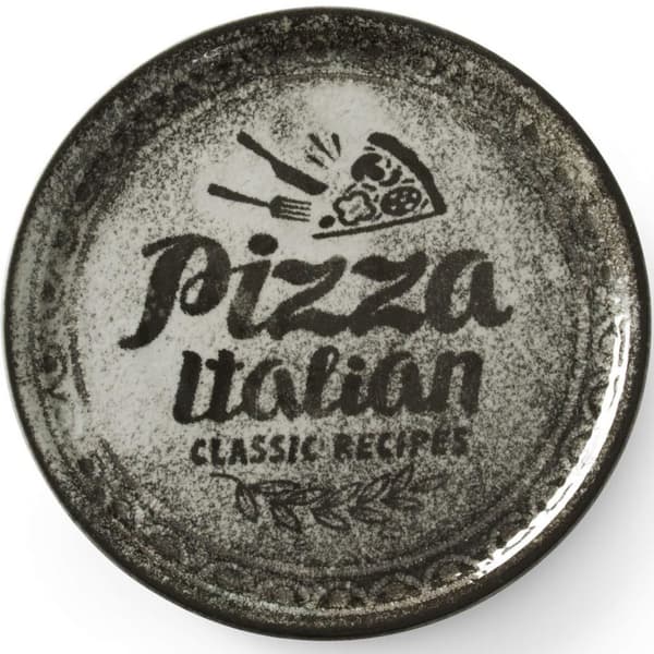 Oppskriftssamling Svart pizzatallerken i porselen, diameter. 31 cm - sett med 6 stk.